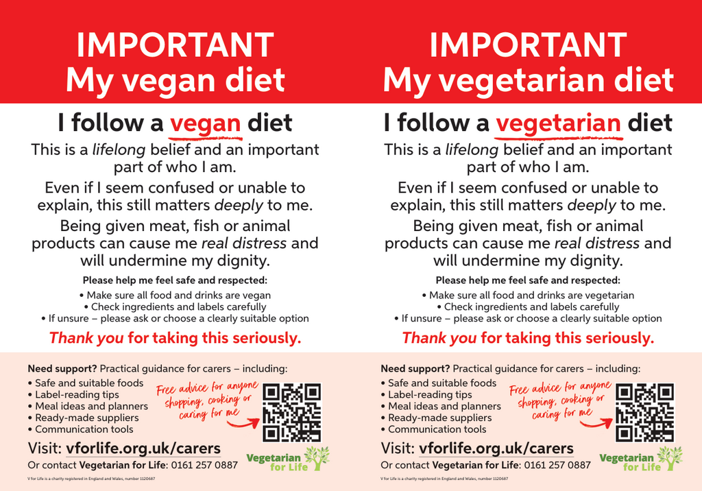 Vegan and Vegetarian Carers’ Reminder Poster