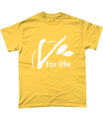 Unisex Cotton T-Shirt - 'V for Life' logo, in various colours