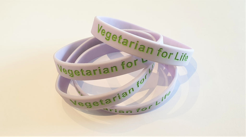 Silicone Wristband - "Vegetarian for Life"